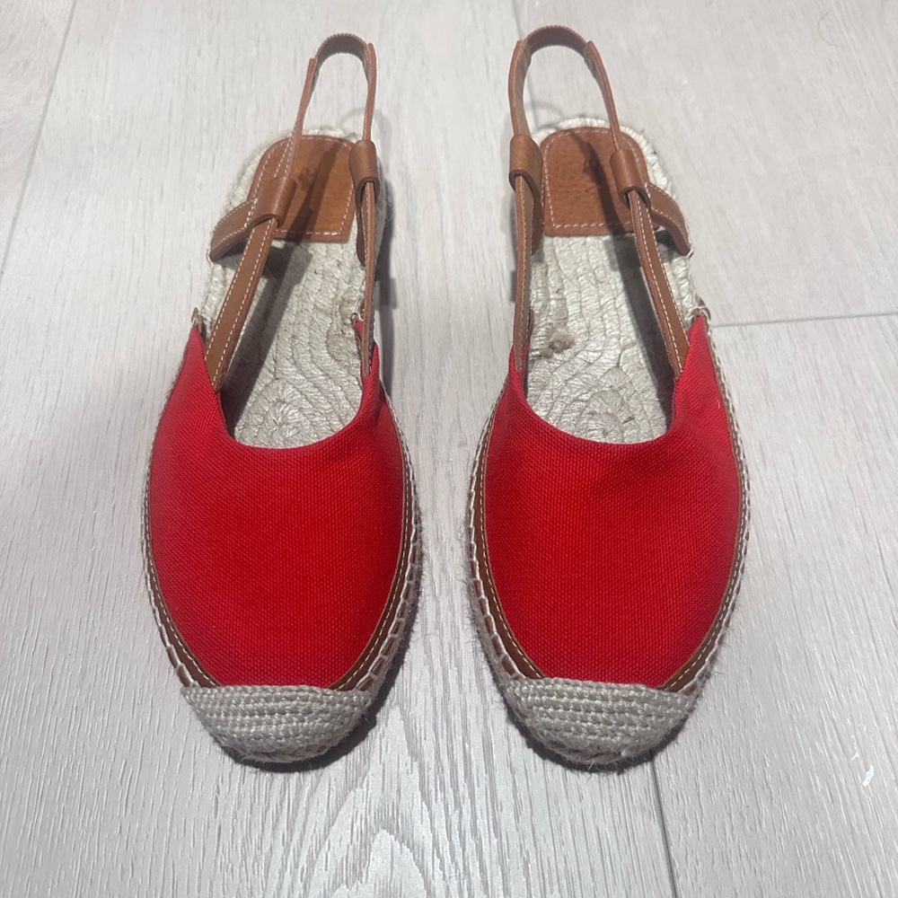 Ralph Lauren Red Espadrille Slingback Sandals